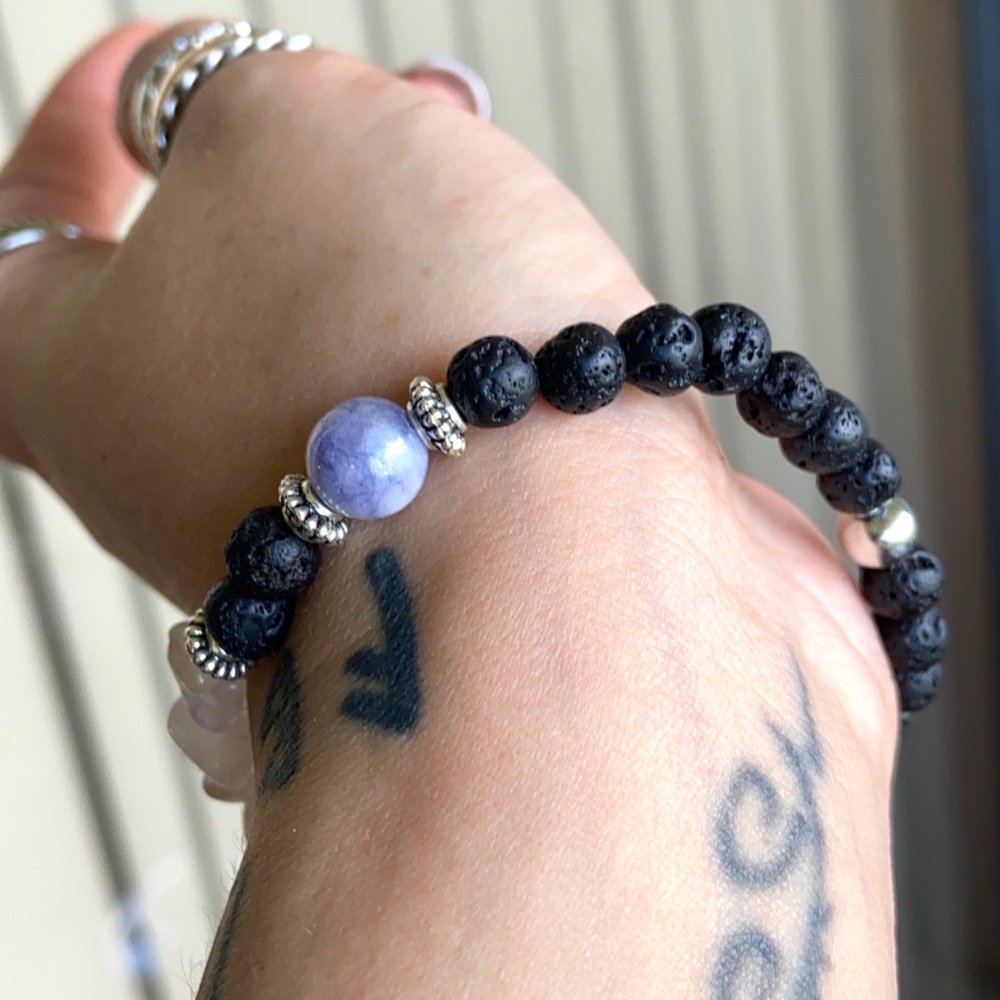 π΄ rose quartz angelite & lava rock bracelet - Picture 9 of 12